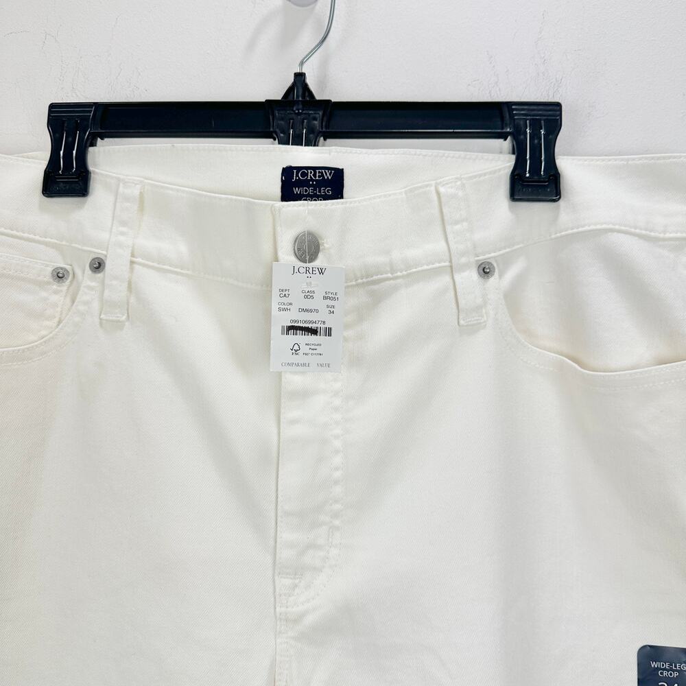 J.Crew Wide Leg Cropped Jean All Day Stretch White Stretch Denim US 34 NWT - Picture 10 of 11